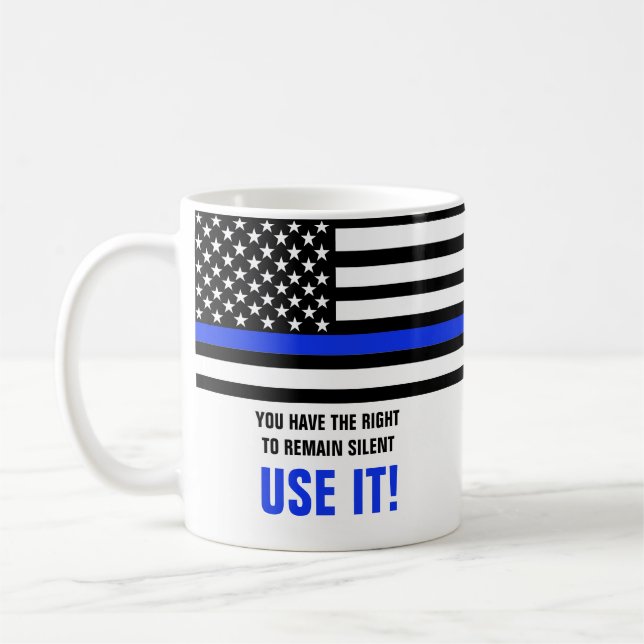 Mug FUNNY Mince Ligne Bleue US Drapeau Officier de pol (Gauche)