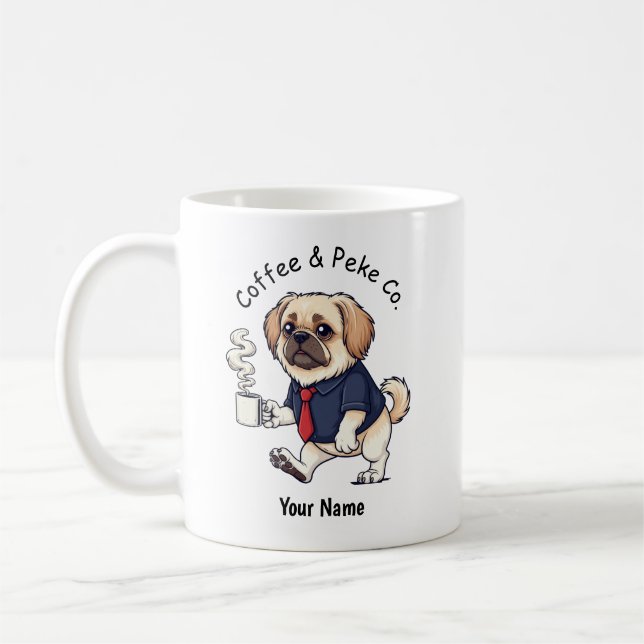 Mug Funny Pekingese Dog Business Suit Coffee  (Gauche)