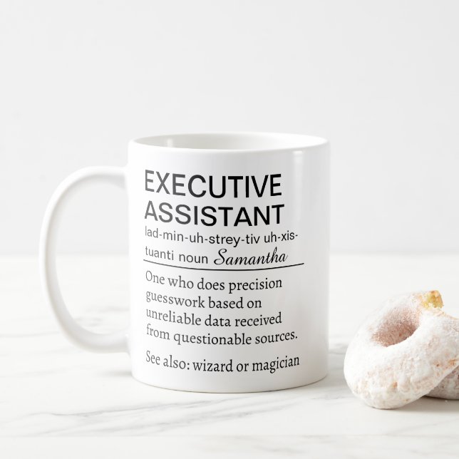 Mug Funny Personalized Executive Assistant Definition  (Avec donut)