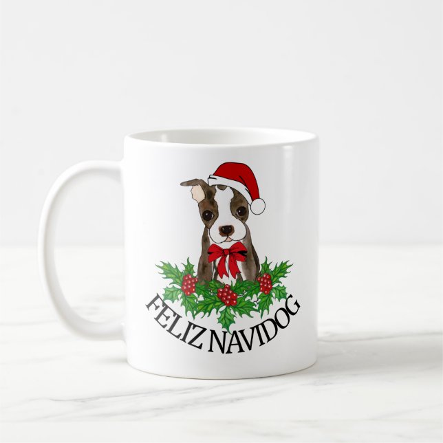 Mug Funny Personalized French Bulldog Santa Hat (Gauche)