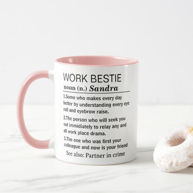 Mug Funny Personalized Work Bestie Definition (Avec donut)