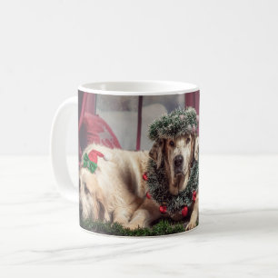 Mug Funny Photo Dogs in Christmas Antlers and Headwear