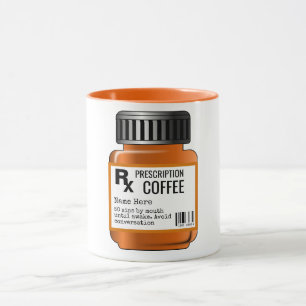 Mug FUNNY Pill Bottle Étiquette CAFÉ Prescription