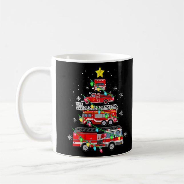 Mug Funny Pompier Camion de Noël Arbre de Noël T (Gauche)