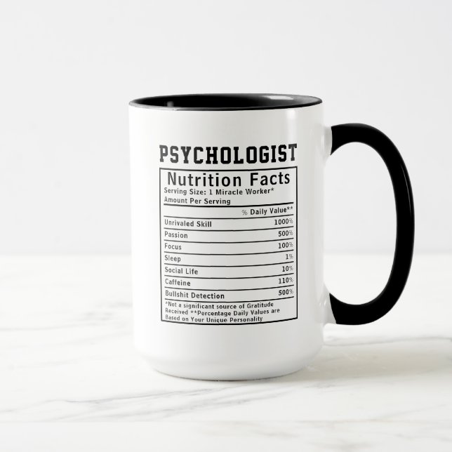 Mug Funny Psychologist Nutrition Facts Healthcare Gift (Droite)