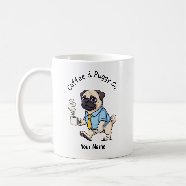 Mug Funny Pug Dog Business Suit Coffee  (Gauche)
