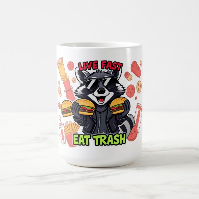 Mug Funny Raccoon ‘Live Fast Eat Trash’ (Centre)