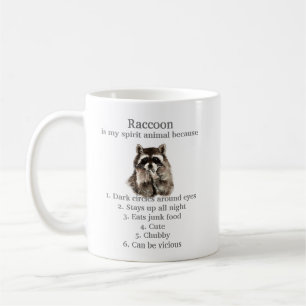 Mug Funny Raccoon Spirit Animal Humour mignon Aquarell