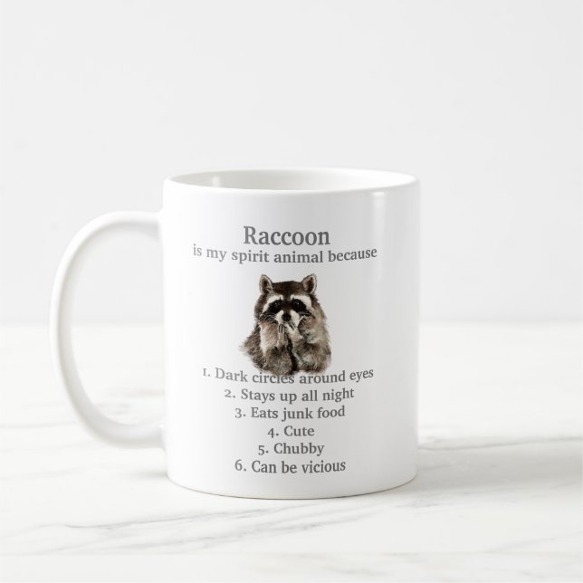 Mug Funny Raccoon Spirit Animal Humour mignon Aquarell (Gauche)