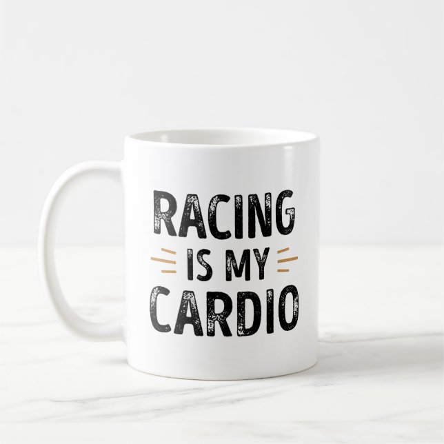 Mug Funny Racing est mon Cardio - cadeau voiture (Gauche)