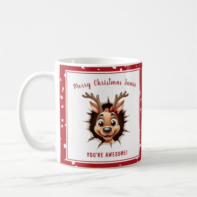 Mug Funny Reindeer Fille Nom Noël (Gauche)