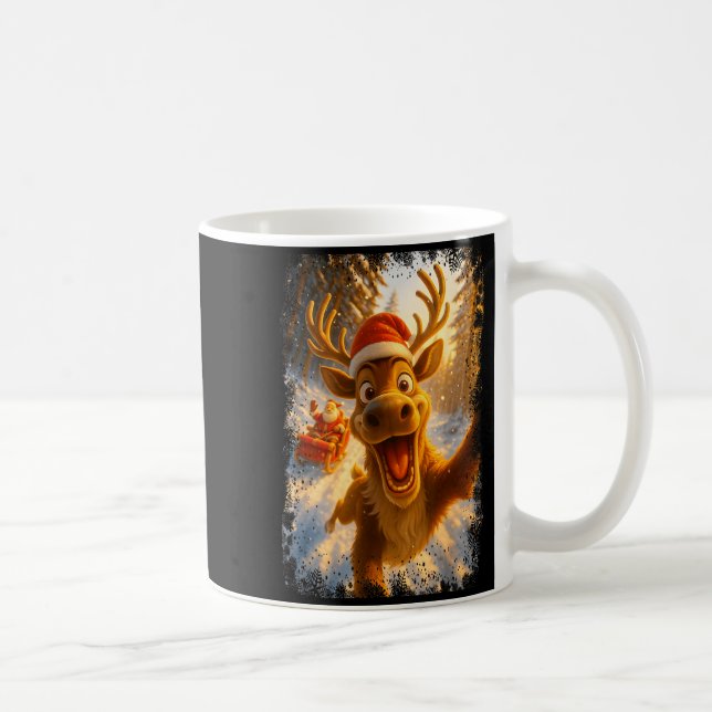 Mug Funny Reindeer Selfie Santa Merry Christmas Men Wo (Droite)