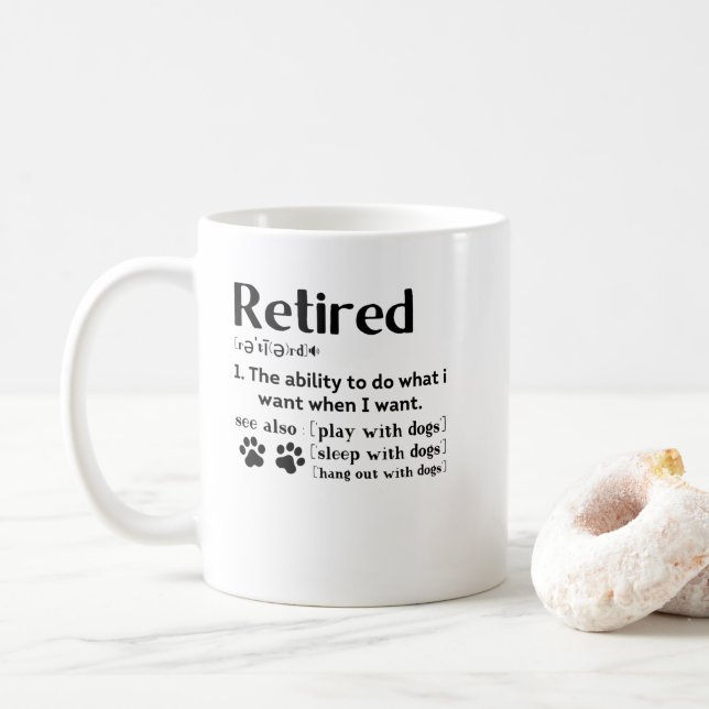 Mug Funny Retraité définition chien maman papa Paw ama (Avec donut)