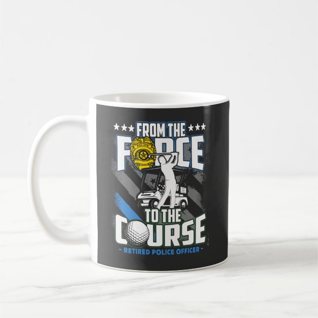 Mug Funny Retraité officier de police Golf Retraite Ca (Gauche)