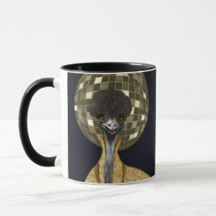 Mug Funny Retro Golden Disco Ball Emu Bird