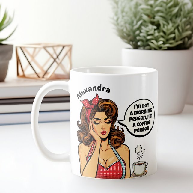 Mug Funny Retro Pas une personne du matin Nom personna (Créateur téléchargé)