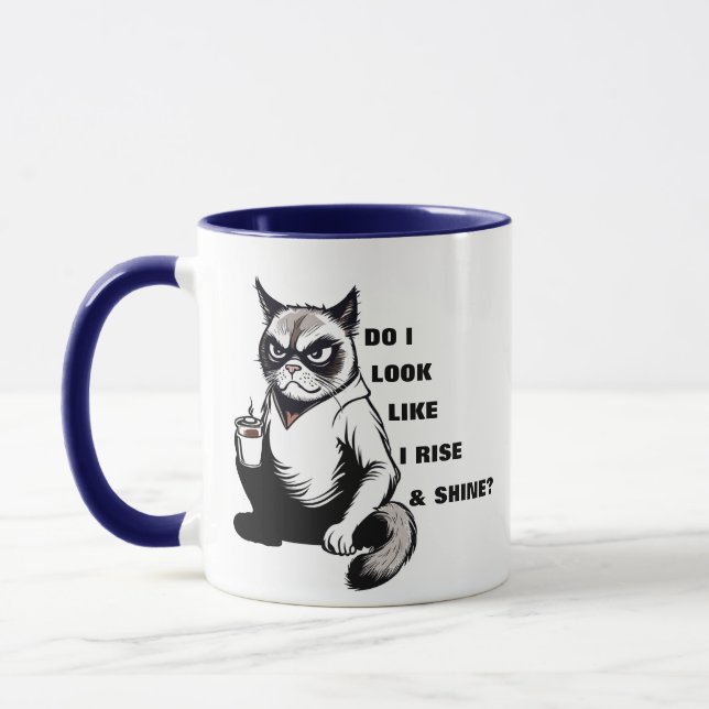 Mug Funny Rise & Shine Grumpy Cat Humour café du matin (Gauche)