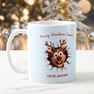Mug Funny Rudolph rompu par le nom Noël bleu