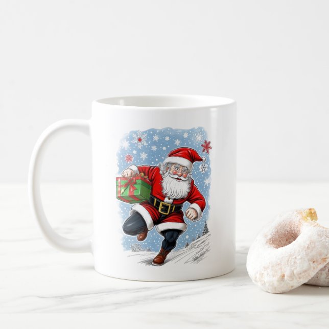 Mug Funny Running Père Noël (Avec donut)