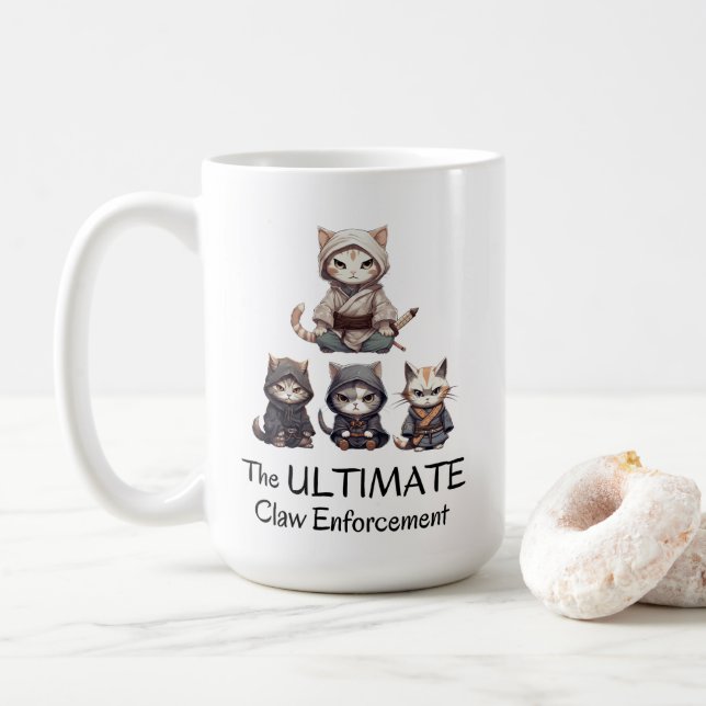 Mug Funny Samurai Chats L'Application Ultime De La Loi (Avec donut)