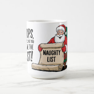 Mug Funny Santa Claus Naughty List Design de Noël
