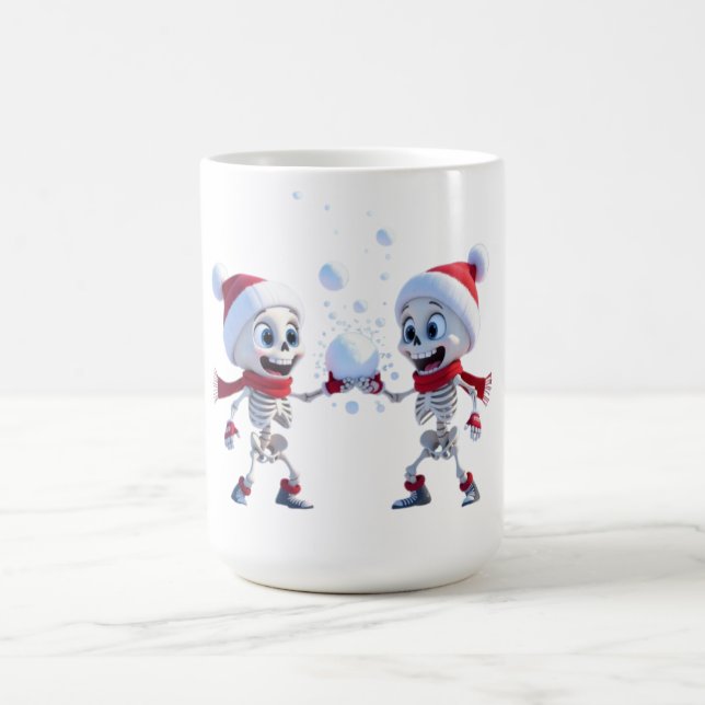 Mug Funny Santa Skeletons Having a Snowball Fight  (Centre)