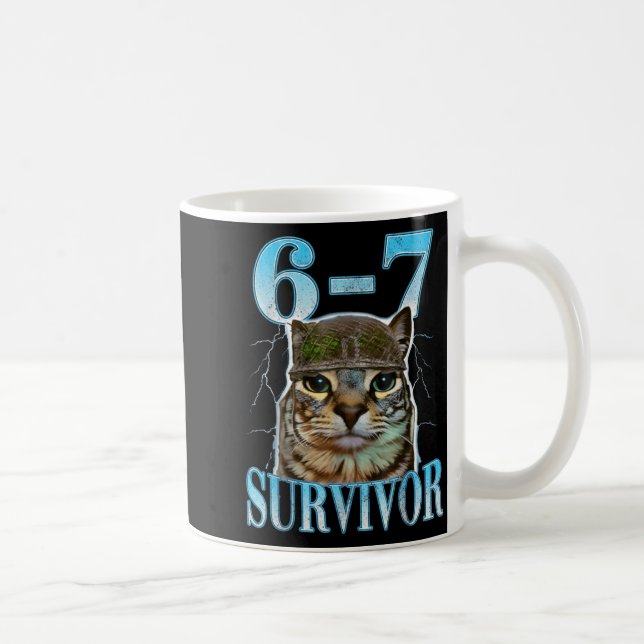 Mug Funny Saying 67 Cats Tummy Ache Survivor Cat Meme  (Droite)
