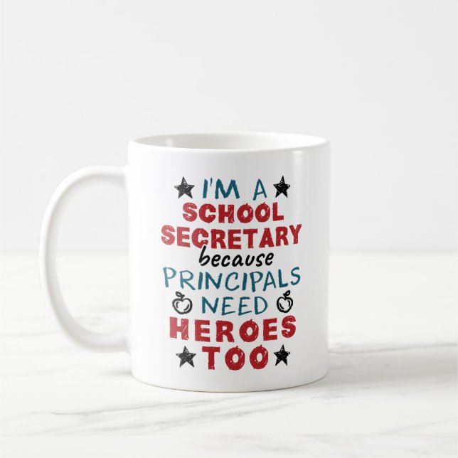 Mug Funny Secrétaire d'école Héros appréciation (Gauche)