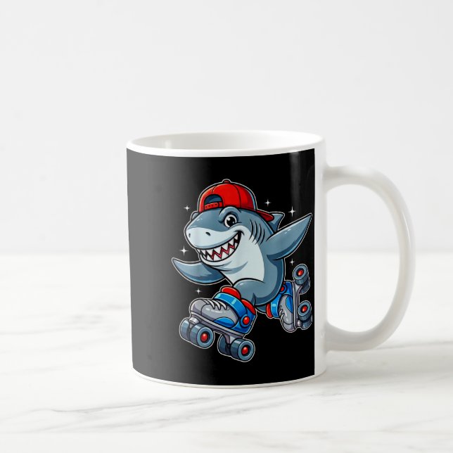 Mug Funny Shark On Roller Skates Cute Cool Skater Anim (Droite)