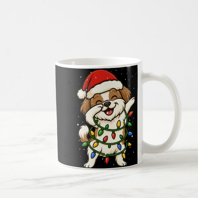 Mug Funny Shih Tzu Dabbing Christmas Lights Xmas Mom D (Droite)