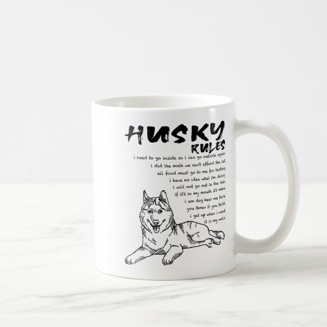 Mug Funny Siberian Husky Dog Hand Drawn Art Men Women  (Droite)
