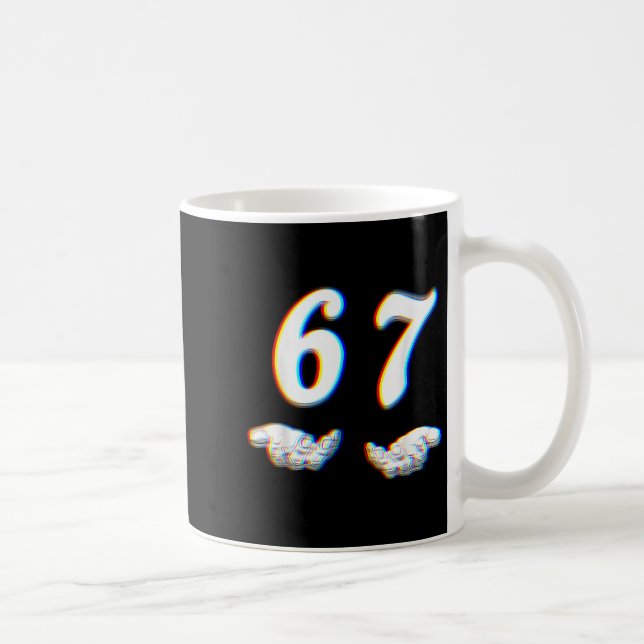 Mug Funny Six Seven 6 7 Meme Gen Alpha Slang 67 Glitch (Droite)