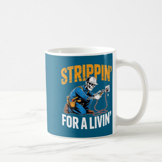 Mug Funny Skeleton Electrician N For A Livin  (Droite)