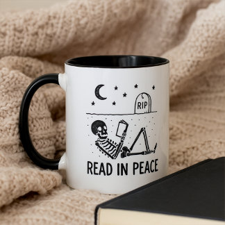 Mug Funny Skeleton Read in Peace for Avid Book Readers