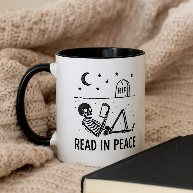 Mug Funny Skeleton Read in Peace for Avid Book Readers (Créateur téléchargé)