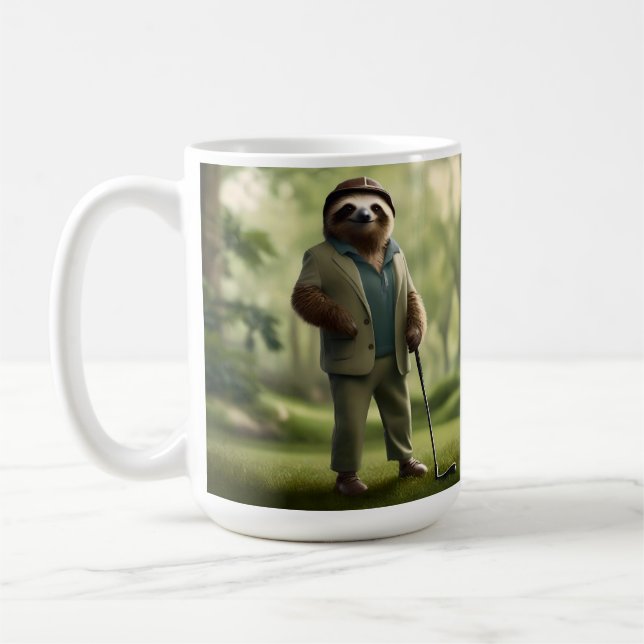 Mug Funny Sloth Golf Player, (Gauche)