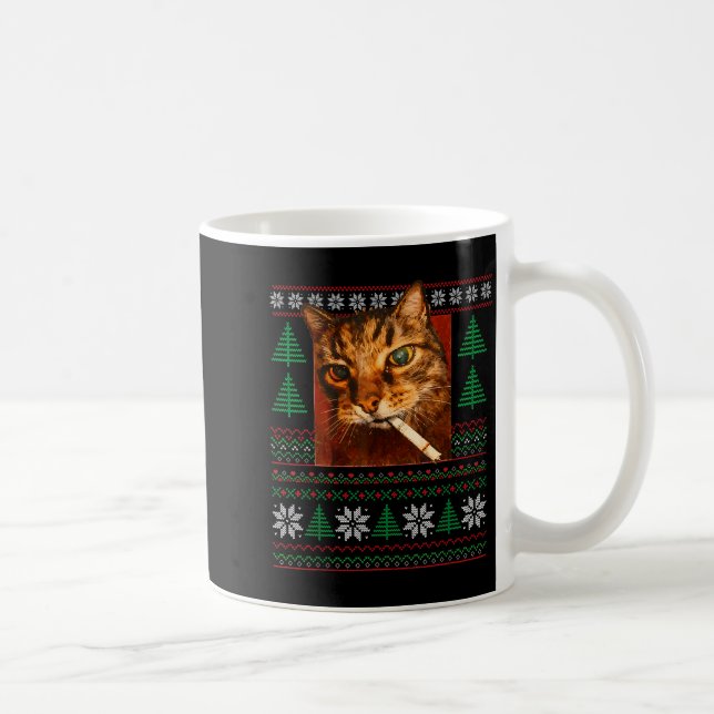 Mug Funny Smoking Cat Meme Christmas Ugly  (Droite)
