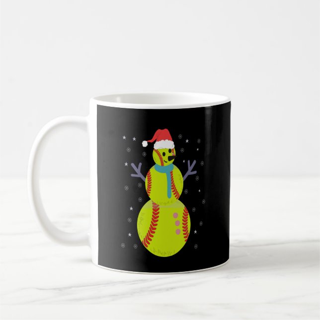 Mug Funny Softball Snowman Noël Nouvel An Cadeau (Gauche)