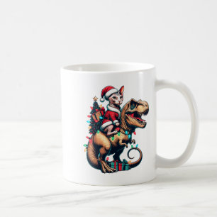 Mug Funny Sphynx Cat Rides Père Noël T-rex Vintage Chr