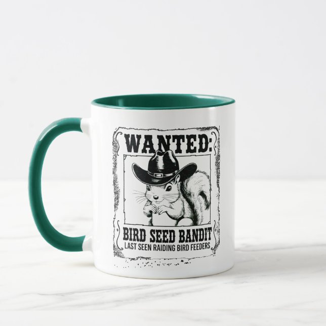 Mug Funny Squirrel Wanted Poster | Bird Seed Bandit Co (Gauche)