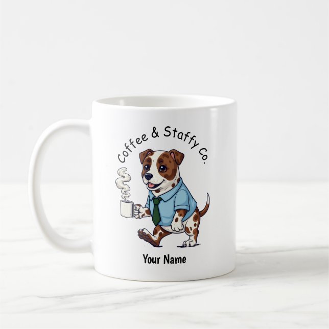 Mug Funny Staffordshire Bull Terrier Suit Coffee  (Gauche)