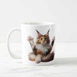 Mug Funny Stretching Maine Coon Kitten Photo<br><div class="desc">This adorable and hilarious photo captures a Maine Coon kitten in a dramatic stretch — paws out,  eyes closed,  pure kitten zen! Perfect for anyone who loves cats,  smiles,  and cute moments. Ideal for gifts,  mugs,  T-shirts,  and more.</div>