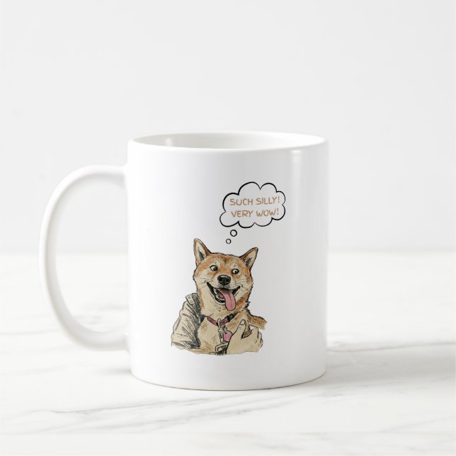 Mug Funny "Such Silly Very Wow" Shiba Inu Doge MemeArt (Gauche)