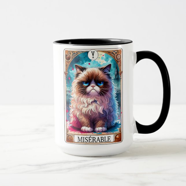 Mug Funny Tarot Card Miserable Chat (Droite)
