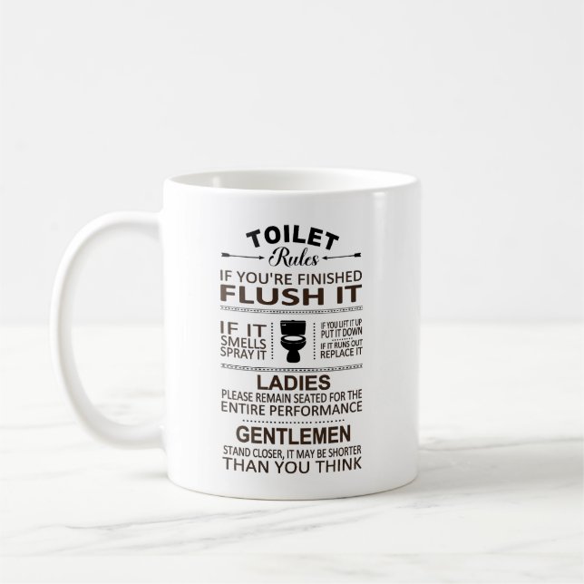 Mug Funny Toilet Rules Bathroom Restoom Sarcasm  (Gauche)