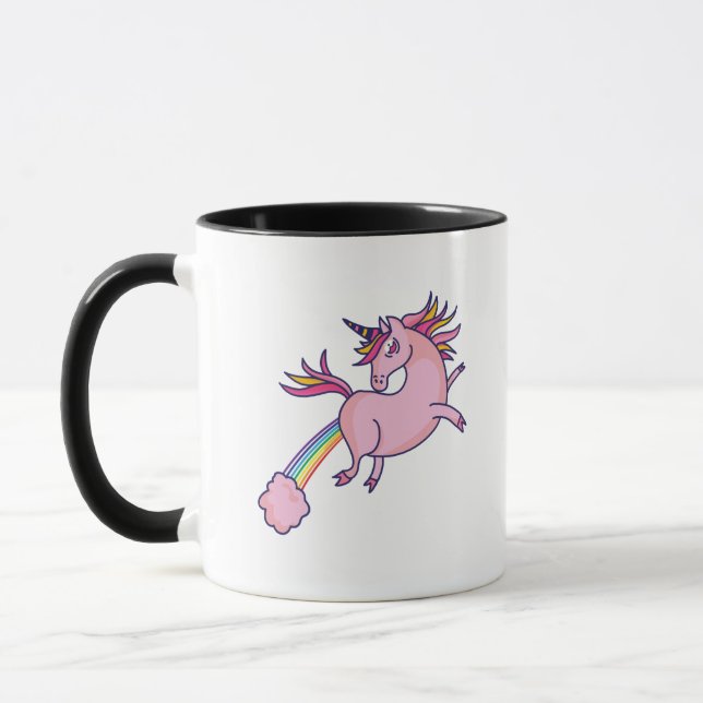 Mug Funny Unicorn Farting Rainbows Cartoon Cute Gag (Gauche)