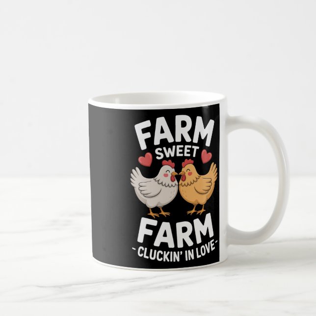 Mug Funny Valentine Élevage de poulets Sweet Farm Cluc (Droite)