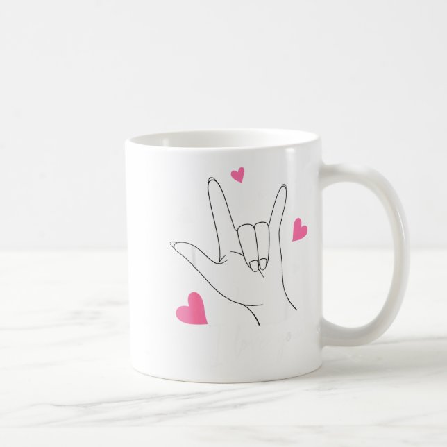 Mug Funny Valentines Day Heart I Love You Hand Sign La (Droite)