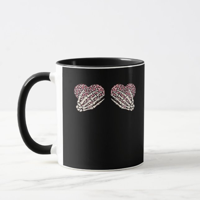 Mug Funny Valentines Jour Squelette Mains Coeurs Fille (Gauche)