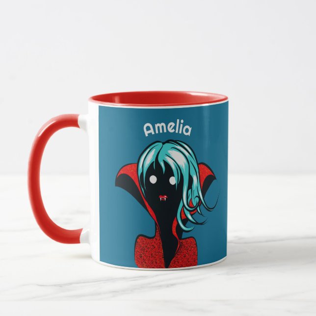 Mug Funny Vampire Girl Cute Goth Caractère Art Nom (Gauche)